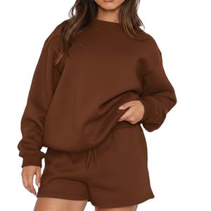 Vente en gros quantité Transfert de chaleur Imprimé Solide Hiver Femmes Décontracté Deux Pièces Ensemble Polyester Respirant - Product Image 1