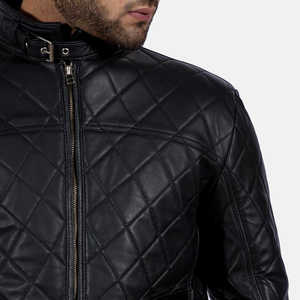 <b>Top</b> Design Men's Winter Jacket with Stand Collar Full Sleeve 100% <b>High</b> Quality <b>Leather</b> Customizable Reasonable Price - Product Image 4