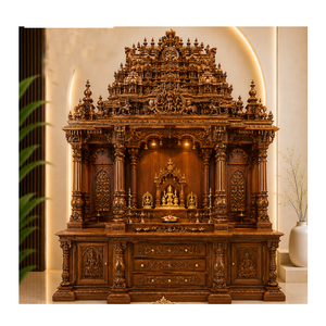 Mueble de Almacenamiento para el Hogar, Estilo Indio del Sur, de Madera de Teca, Duradero, Tipo Dev Ghar Gopuram, para Pooja Mandir - Product Image 1