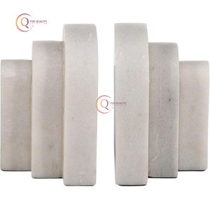 House Accessories Study Room Marble Table Top Decorative Objects Bookends White Marble Material Library Bookends On Hot Sale - Product Image 1