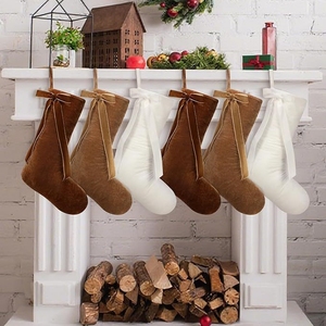 Chaussette de Noël rétro en velours de 18 pouces avec nœud en <span class=keywords><strong>daim</strong></span>, idéale pour la cheminée de la maison et comme cadeau de fête - Product Image 3