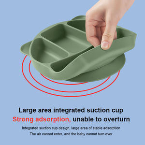 Hot Selling Eco-Friendly Food Grade Silicone Baby Feeding Set Dinner Divided Plate Ears Cute Design <b>Microwave</b> Dishwasher Safe - Product Image 3