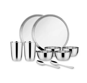 Venta de salida de fábrica Precio barato Juego de vajilla de corte láser de acero inoxidable de 10 piezas Incluye platos redondos para cena Platos Cubiertos - Product Image 1