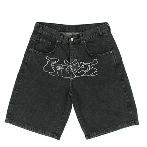 Custom Design Summer Pure Cotton Denim Washed Shorts Street Wear <b>Jean</b> Baggy Shorts with Embroidery Shorts - Product Image 1