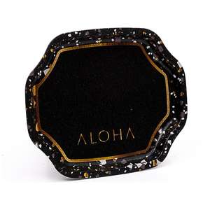 Bandeja de borde ondulado curvo 238x358 Juego de 2 piezas Terrazo Diseño de terrazo negro - Product Image 2