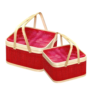 Canasta de Regalo de BAMBÚ Más Vendida con Tapa y 2 Asas, Color Personalizado Disponible, Artesanía de Mimbre, Embalaje Artesanal de Vietnam - Product Image 1