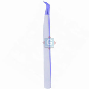 Pinzas de pestañas personalizadas con agarre de diamante Pinzas de pestañas con punta de fibra curva de acero inoxidable sostenible - Product Image 3