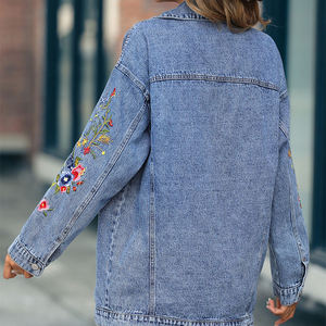 Veste en jean oversize pour homme, col montant, logo sur le devant, 100% coton, décontractée - Product Image 4