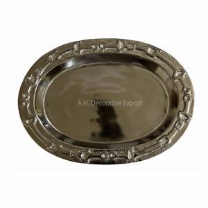 Plateau à café en métal rectangulaire de grande taille fait à la main en acier inoxydable martelé moderne Design Ramadan Utilisation et plateau de service au chocolat - Product Image 4