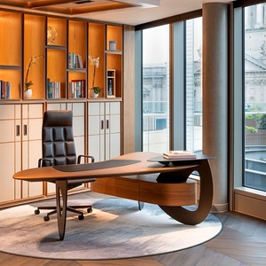 Luxury Modern Solid Wood Executive Desk Ergonomic Home <b>Office</b> Computer <b>Table</b> Large Wooden Workstation Commercial Writing Desk Wi - Product Image 5