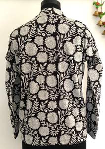 ชุดนอนผ้าฝ้ายแท้100% ลายดอกไม้สีดำและสีขาวสำหรับทุกเพศชุดนอน & ชุดอยู่บ้านสำหรับใช้ในชีวิตประจำวันของผู้หญิง - Product Image 5