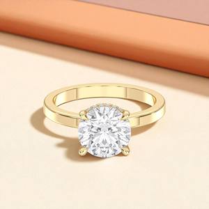 Juego de puntas de anillo de compromiso de diamante solitario de 3,13 quilates de corte redondo de quilates en plata de ley chapada en oro para mujer - Product Image 6