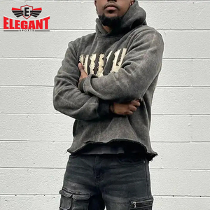 Chándales lavados con ácido para hombre, jersey con bordado desgastado, Sudadera con capucha y cremallera, Sudadera con capucha de la mejor calidad al por mayor - Product Image 5