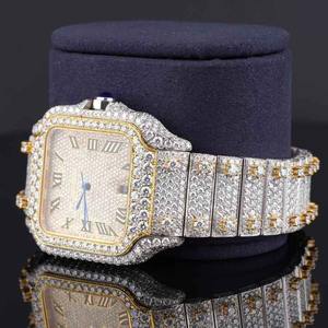 Reloj de Lujo Unisex de Acero Inoxidable con Moissanita, Estilo Romano, Movimiento Automático de Cuarzo, Diseño Antiguo, para Negocios, Venta al Por Mayor - Product Image 3