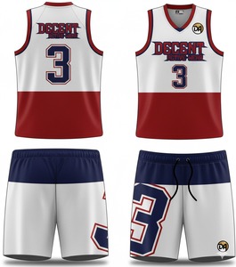 Maillot de basket-ball unisexe personnalisé en gros de haute qualité 100% polyester 300g imprimé par transfert de chaleur respirant antibactérien rapide - Product Image 3