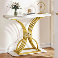 Table console réglable dorée, table de canapé moderne pour salon, hôtel, appartement, entrée étroite, plateau en marbre