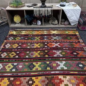 Alfombra Turca Vintage de 6x9.4 pies (184x288 cm), Alfombra Kilim con Diseño Geométrico Arcoíris - Product Image 4