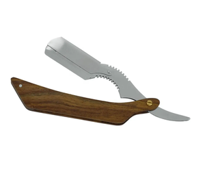 Maquinilla de afeitar de borde recto de peluquero profesional con mango de madera para cara cuerpo Bikini axila - Product Image 1