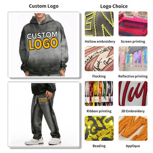 Survêtements surdimensionnés Stone Washed Sun Faded 350gsm personnalisés grande taille pantalons de survêtement et pull à capuche ensemble 2 pièces pour hommes - Product Image 6