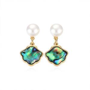 Jeulia Pearl Drop Earrings with <b>Abalone</b> <b>Shell</b> Effect Pendants - Product Image 1