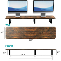 Rehausseur à double support d'écran Grand rehausseur de moniteur d'ordinateur extra long en bois brun rouille