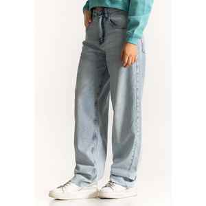 กางเกงยีนส์ขากว้างสไตล์วินเทจ รุ่น WM-JNS-WS24-004 ผ้ายีนส์ซักได้ ตกแต่งด้วยกระดุม - Product Image 3