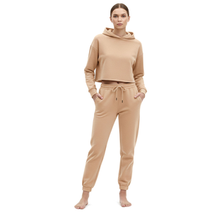 Conjunto Deportivo de Dos Piezas para Mujer, Estilo Urbano, con Sudadera con Capucha y Pantalones Jogger, de Felpa de Algodón Ecológico, con Logotipo Personalizado Vintage para Invierno - Product Image 2