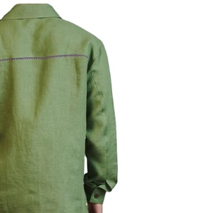 Camisa Casual de Verano para Hombre, Transpirable, de Algodón y Lino, con Bordado Floral, Manga Larga, Cuello Clásico, Estilo Urbano - Product Image 5