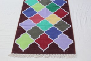 Durry y alfombra de algodón indio tradicional tejido a mano indio patrón geométrico lavable para dormitorio - Product Image 5