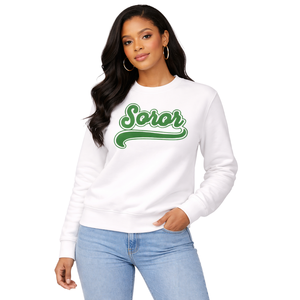 Sudadera Blanca con Cuello Redondo 08 Soror, Hermandad Griega, Sudadera Rosa y Verde para Mujer, Insignia Universitaria, Ropa Casual de Invierno - Product Image 1