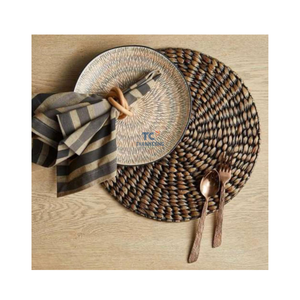 Set de table tissé en jacinthe d'eau pour salle à manger Lot de 6 napperons de cuisine ronds rustiques avec support rond décoratif Tapis de table - Product Image 6