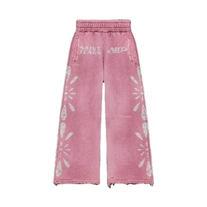 Nueva llegada Streetwear estilo Oversized Drop Shoulder Hoodie y pantalones de pierna recta 2 piezas Vintage Washed Chándal Set - Product Image 5