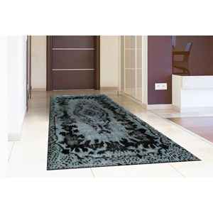 Tapis médaillon noir : Tapis imprimé de style ethnique anatolien turc, avec poils doux - Product Image 3