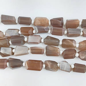 Brin de perles en forme de pépites de pierres de lune en chocolat naturel en vrac de 8 pouces de long pour la fabrication de bijoux fournisseur indien - Product Image 6