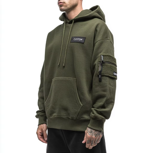 Fournisseur personnalisé OEM sweat à capuche uni surdimensionné pour hommes coupe ample poids lourd 500 g/m² haute qualité multi-poches sweat à capuche pour homme - Product Image 2