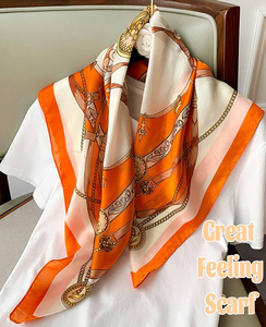 Pañuelo de Seda 100% con Estampado Digital a Cuadros y Logotipo Personalizado, Hijab de Satén Suave de Alta Calidad - Product Image 2