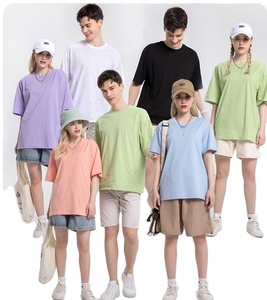 เสื้อยืดแขนสั้นสำหรับผู้ชายและผู้หญิงสีพื้นสีพื้นทรงหลวมโลโก้ OEM สุดเท่190gsm เท่ออกแบบได้ตามต้องการ - Product Image 1