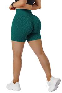 กางเกงโยคะขาสั้นไร้ตะเข็บเอวสูงสำหรับผู้หญิงเลกกิ้งออกกำลังกายชุดออกกำลังกายเล่นกีฬารีไซเคิลผลิตจากสแปนเด็กซ์/ ไนลอน - Product Image 2