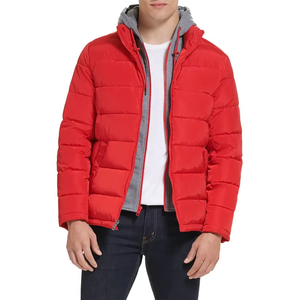 Veste matelassée de style streetwear de haute qualité, personnalisée, en coton, à capuche, avec logo sur le devant, pour hommes, promotionnelle, tendance, brillante, pour l'hiver - Product Image 1