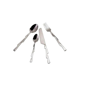 Juego de cubiertos de latón más vendidos de 5 con mango de color gris y cubiertos de cabeza de acero inoxidable con espejo para restaurante y hotel - Product Image 4