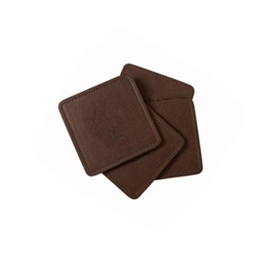Nouvel ensemble populaire de 4 sous-verres carrés en cuir avec support pour Bar, boissons, café, Logo personnalisé - Product Image 1