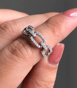 Bague en or massif 10 carats avec diamants cultivés en laboratoire bague de fiançailles en diamant de mariage demi-éternité bague à chaîne cubaine - Product Image 6