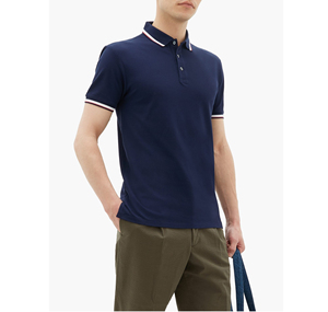 Polo en coton premium pour homme avec logo personnalisé, col contrasté, manches courtes, léger, 100% coton tricoté - Product Image 5