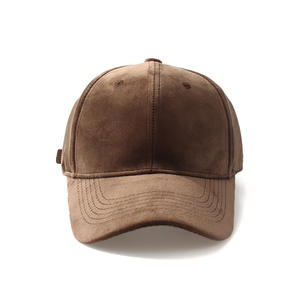 Sombreros deportivos de ala curva de 6 paneles con logotipo personalizado, gorras de béisbol de ante liso estructuradas de estilo callejero para invierno y otoño, sombreros de terciopelo - Product Image 4