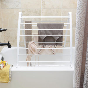 Tendedero de ropa de <span class=keywords><strong>metal</strong></span> plegable portátil al por mayor diseño plegable de pie apto para apartamento con uso en la cocina - Product Image 5