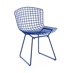 Indoor Outdoor Furniture Metal Iron Wire Restaurant Dining Chair With Good Quality Blue Powder Coated Finished