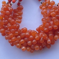Perles en pierre de cornaline rouge orange naturelle facettées en forme de goutte d'eau, 6 mm, 8 mm, 10 mm, qualité AAA, fabriquées à la main en Inde, certifiées IGI