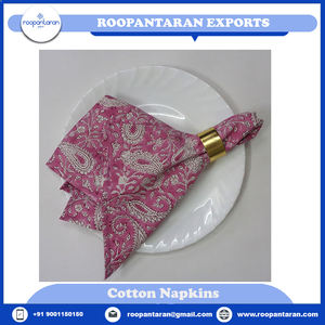 High Quality 100% Pure Cotton Table Napkins Handmade Block Printed Embroidered Modern Dining Low Price <b>Cloth</b> Accessories - Product Image 4