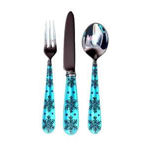 Juego de cubiertos de acero inoxidable al por mayor de plata de metal real de lujo con mango de diseño de plumas doradas Juego de cubiertos de boda sostenible - Product Image 4