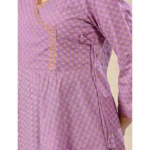 Purple Cotton Printed Angrakha <b>Top</b> <b>Indian</b> & Pakistani Clothing - Product Image 3